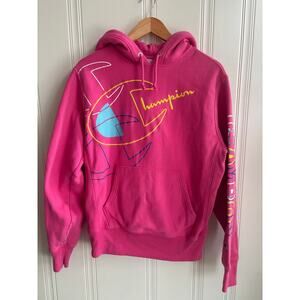 Champion Reverse Weave Pink Graphic Hooded Sweatshirt Women's Medium